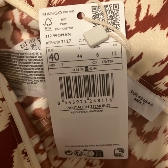 “Mango” palazzo pants. Red and white print. Ladies size 8 - Picture 6 of 6